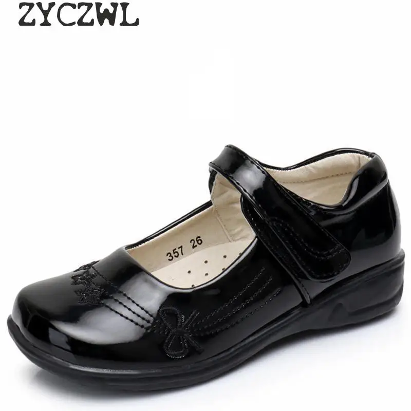 Top Trends: New Girls Leather Shoes For Children PU Leather School Black Princess Shoes Dress Flower Wedding White Kids Flat Etiquette Shoes Shoppable Styles