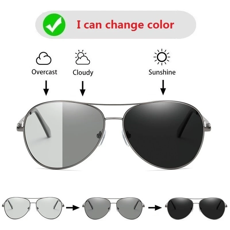 Top Trends: Photochromic Sunglasses Men Polarized Driving Pilot Chameleon Vintage Sun Glasses Women Male Change Color Day Night Vision UV400 Shoppable Styles