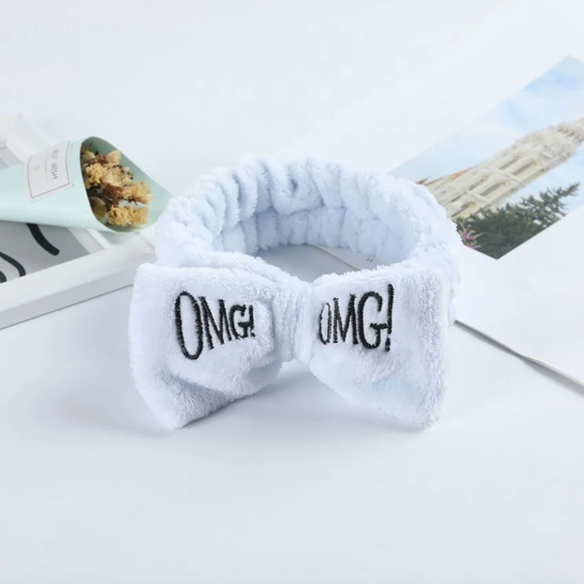 Top Trends: OMG Letter Bow Headbands Versatile Girls Women Wash Face Soft Turbans Elastic Hair Bands Coral Fleece Makeup Assistant Headwear Shoppable Styles - Image 5