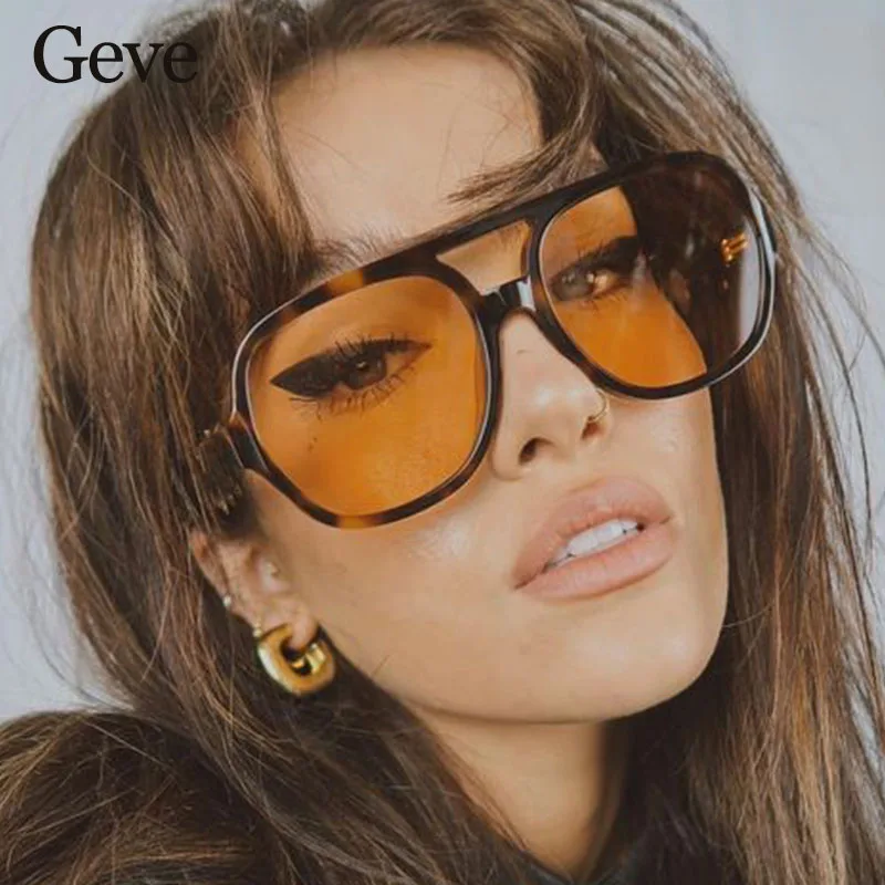 Top Trends: Trends Pilot Sunglasses Women Vintage Yellow Brand Designer Sunglass Female Oversized Popular Glasses Eyewear Shades UV400 Shoppable Styles