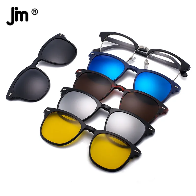 Top Trends: 5PCS Magnetic Polarized Clip On Sunglasses Women Men Plastic Frame For Night Driving Sunglasses UV400 Shoppable Styles