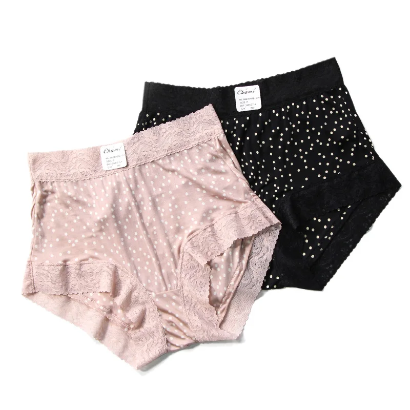 Top Trends: Women Bodyshort 100% Natural Silk Panties For Women Mid-Rise Waist Dots Printed Lace Underwear Lingerie Culotte NEW Pink Black Shoppable Styles - Image 5