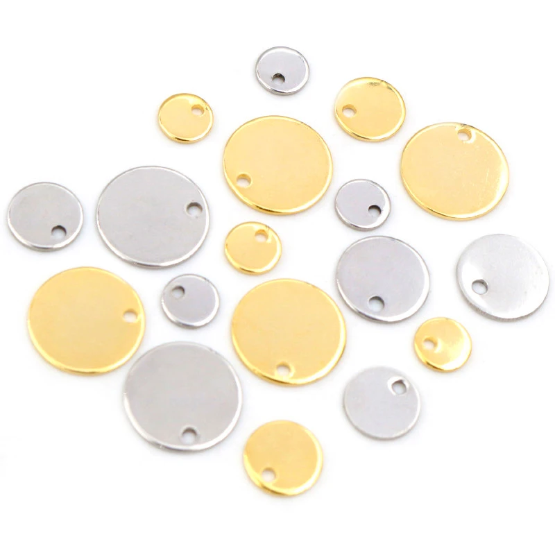 Top Trends: 6 8 10 12 15 18 20 25mm Round Charms 316 Stainless Steel Gold Plated Round One Hole Charm DIY Necklace Pendant Jewelry Finding Shoppable Styles