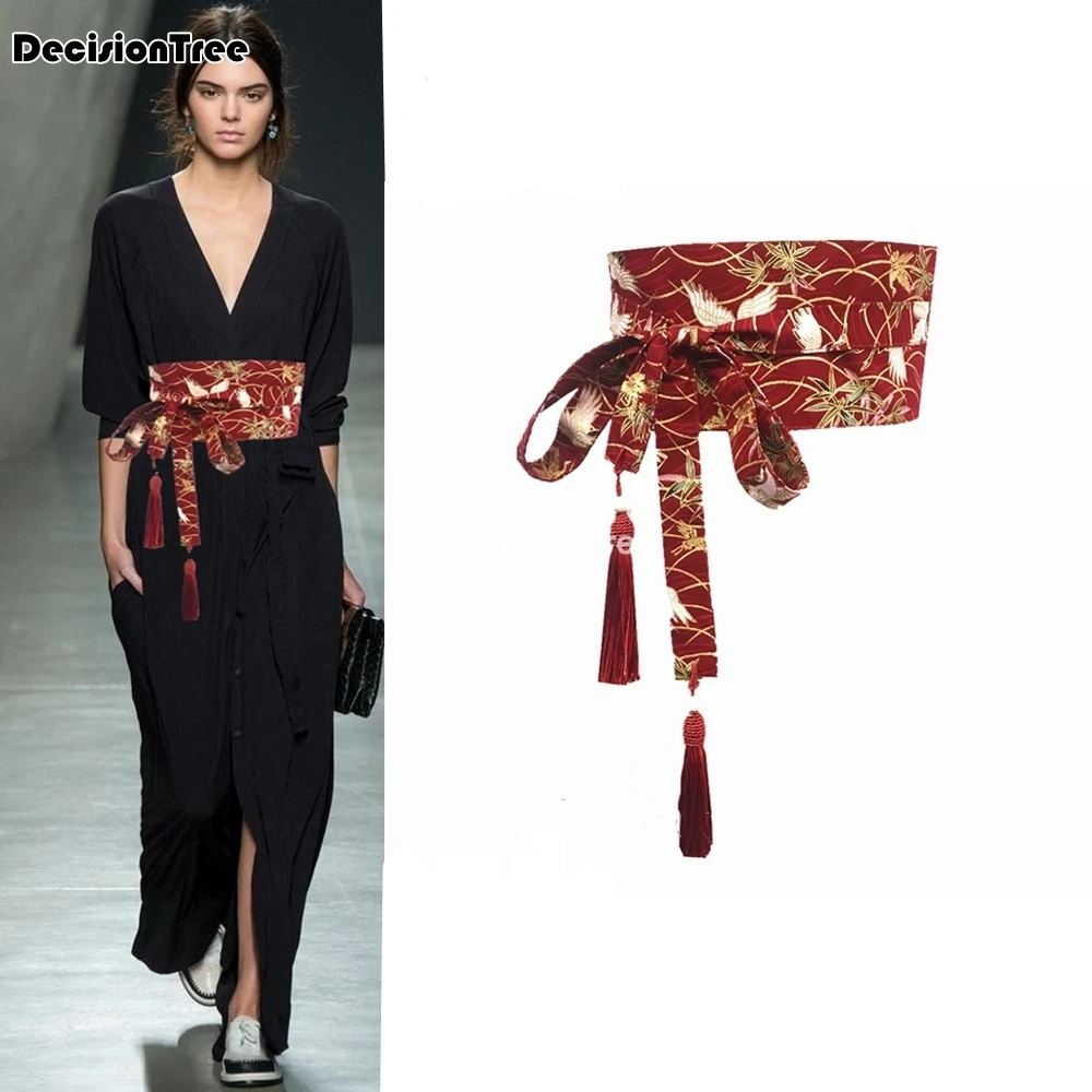 Top Trends: 2023 Japanese Wide Corset Cummerbunds Kimono Belt Women Vintage Floral Printed Yukata Sash Tie Satin Waistband Shoppable Styles