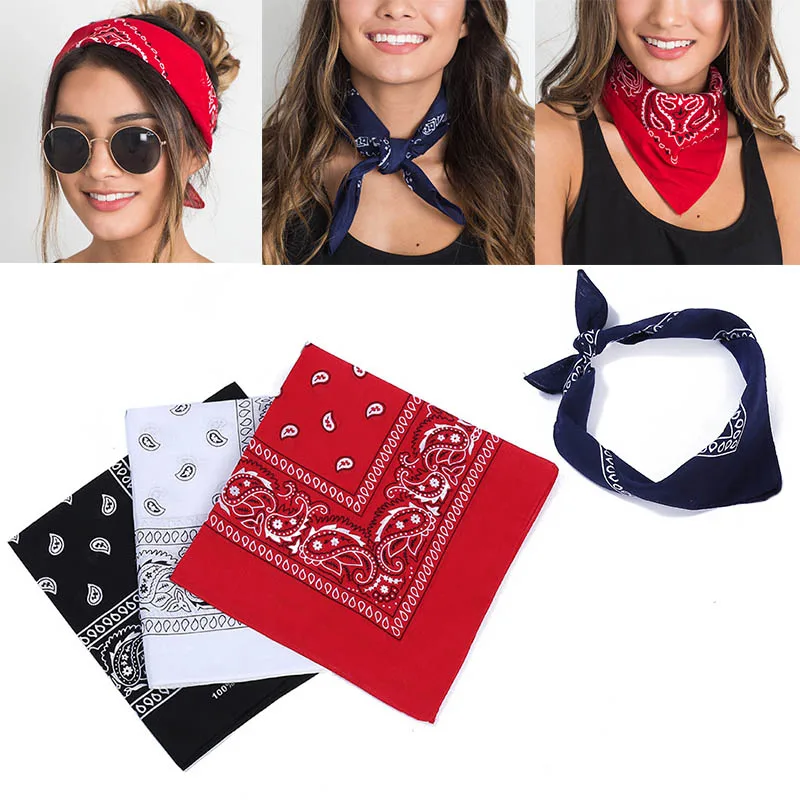 Top Trends: Fashion Hip Hop Cotton Bandanas Square Scarf Cashew Floral Headband Cowboy Mens Biker Sports Headwear Wrist Hair Wraps 55cm*55cm Shoppable Styles