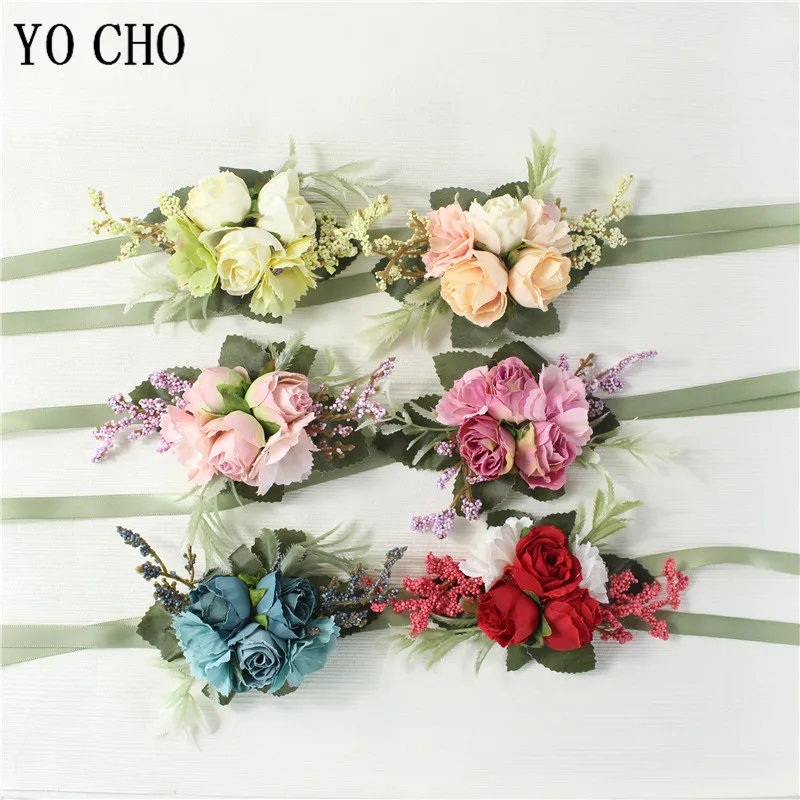 Top Trends: YO CHO Boutonniere Wrist Corsage Wedding Bridesmaid Bracelet Silk Rose Flower Party Prom Girl Wrist Corsage Wedding Boutonniere Shoppable Styles