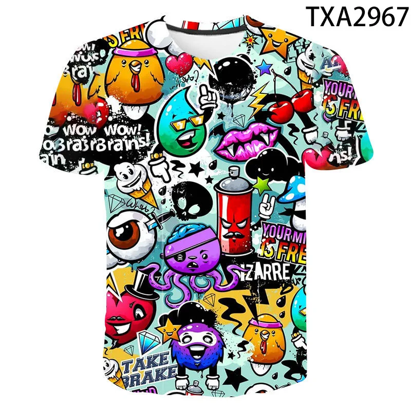 Top Trends: Graffiti T-shirt 3D Printing Men&#039;s And Women&#039;s Universal Short-sleeved Top Fashion O-neck Oversized T-shirt Boys And Girls Tops Shoppable Styles