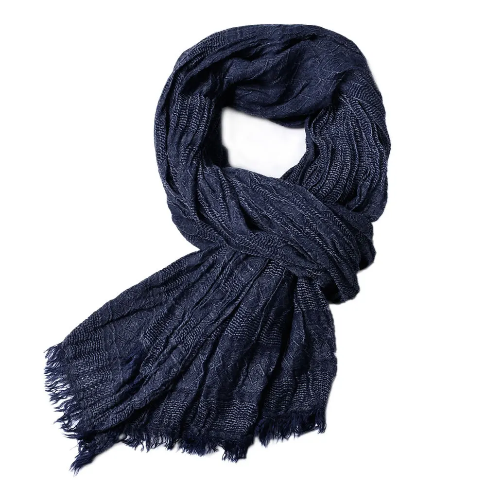 Top Trends: Male Brand Winter Scarf Men Warm Soft Tassel Bufanda Casual Cotton Linen Crinkle Men'S Scarves Shawl Black Navy Man Scarfs Shoppable Styles - Image 3