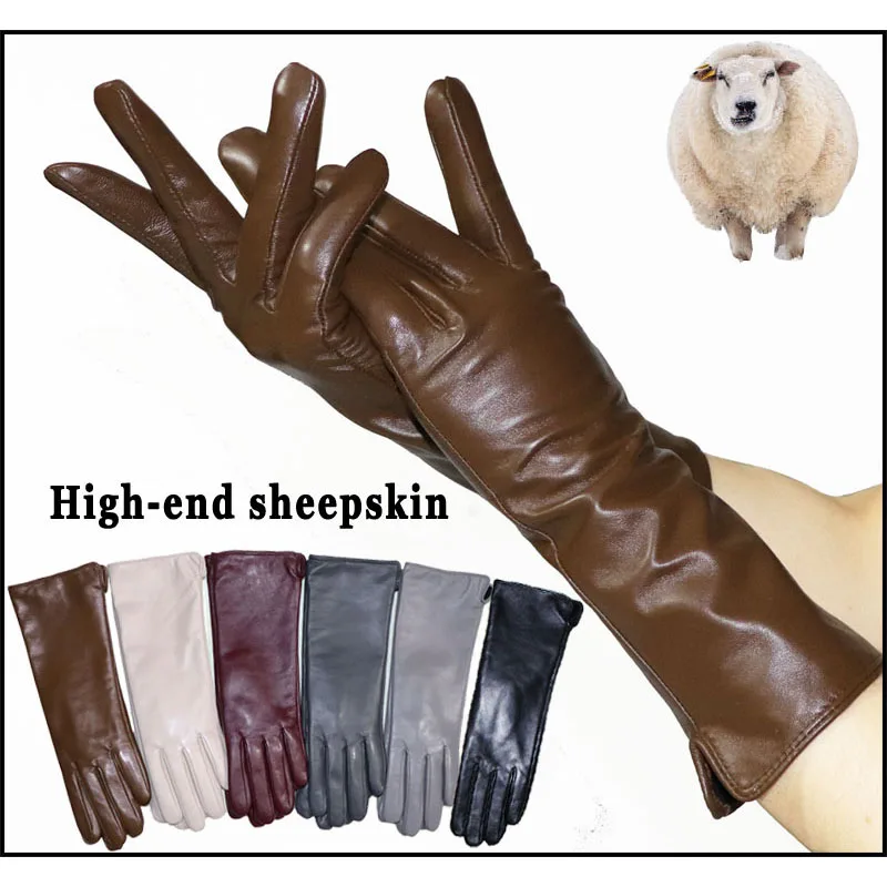 Top Trends: Leather Gloves Women&#039;s Sheepskin Mid-length Plus Velvet Thickened Winter Warmth Color Touch Screen Authentic 2023 New Style Shoppable Styles