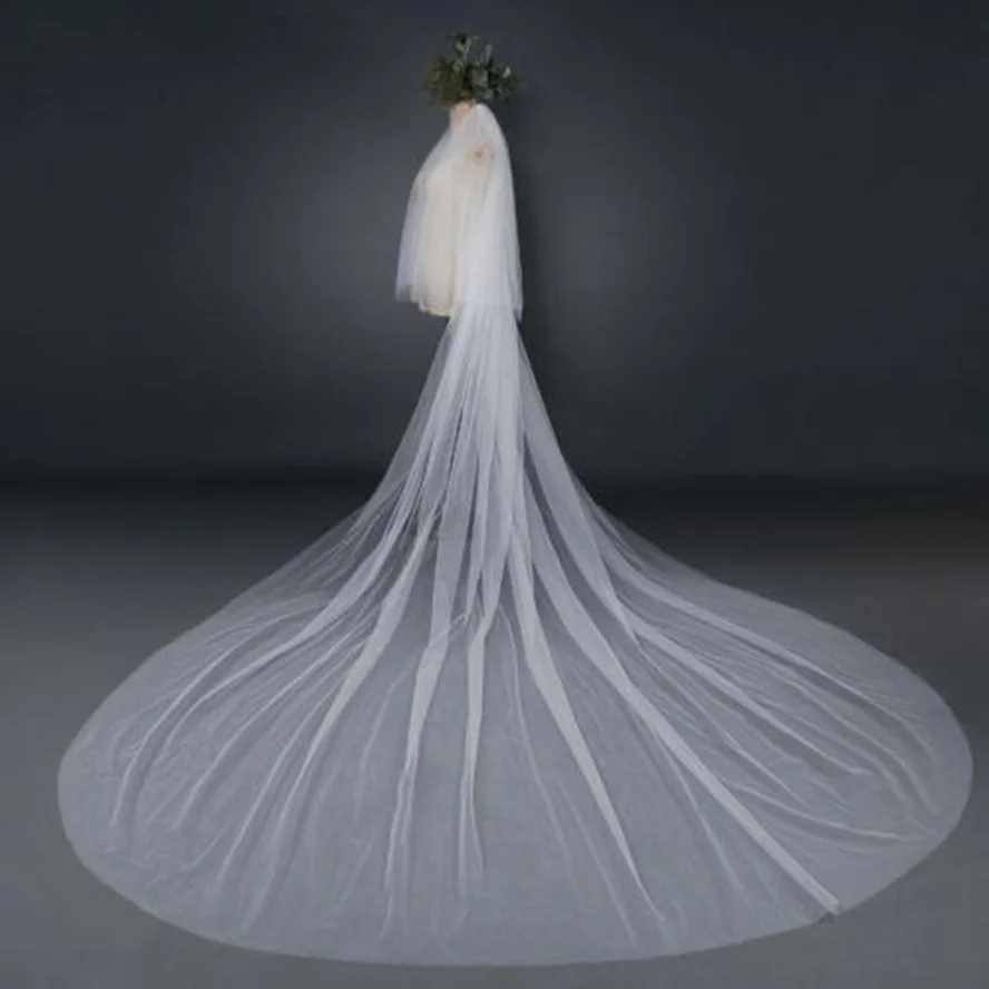 Top Trends: Physical Picture Wedding Veil 3 Meters Cathedral Long Soft Bridal Veils With Comb White Two Layers Ivory Wedding Accessories Shoppable Styles