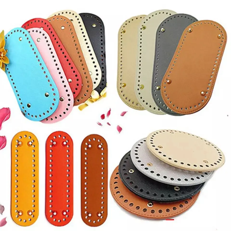 Top Trends: 22x10cm Long Oval Bottom For Knitted PU Leather Bag Accessories Handmade Bottom With 52 Holes Diy Crochetbag Bottom Wholesale Shoppable Styles