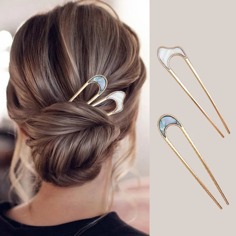 Top Trends: Japan Hair Sticks Women Hairclip Simplicity Colorful U Shape Girls Hairpins Hair Sticks Hair Accessories Headwear 2021 New Shoppable Styles