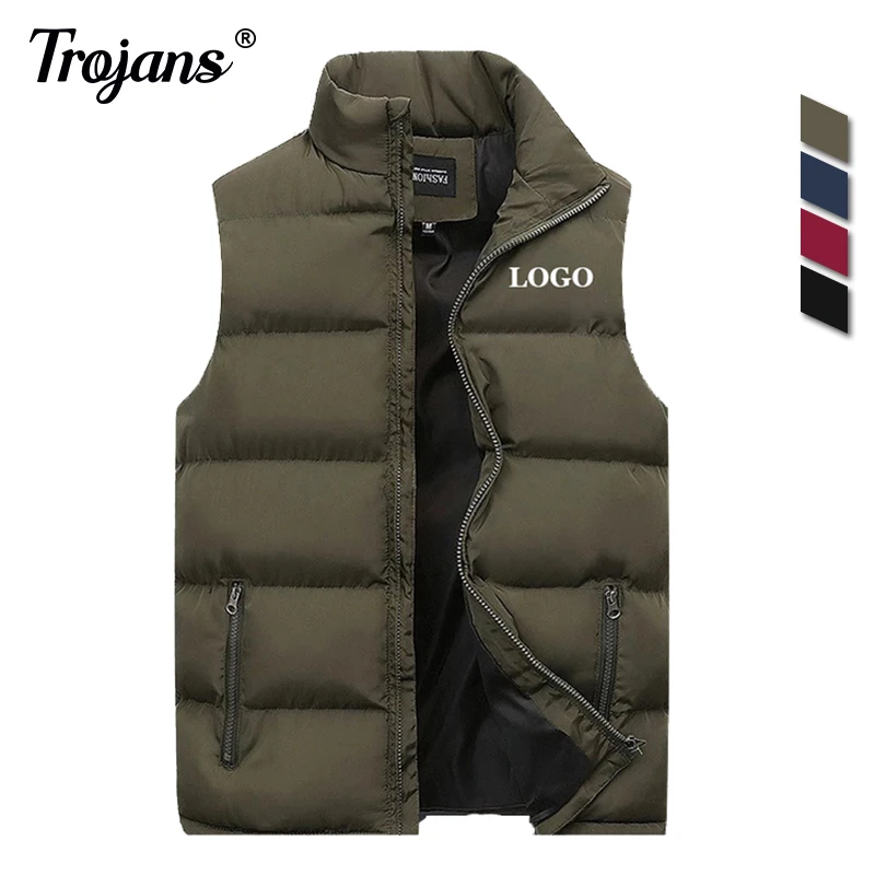 Top Trends: Custom Logo Men Jacket Winter Women Vest Down Cotton Sleeveless Jacket Waistcoat Mans Warm Coat Sleeveless Warm Liner Male Gilet Shoppable Styles