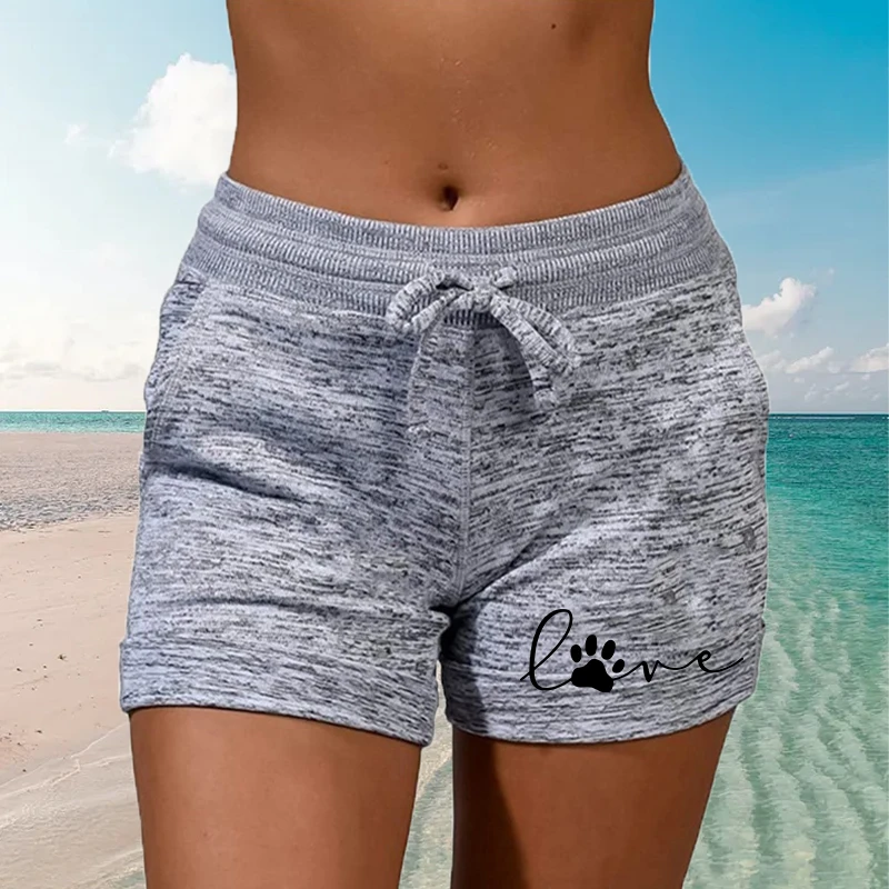 Top Trends: Summer Women's Shorts Love Cat Claw Printing Elastic High Waist Casual Sport Fitness Running Oversize Female Sweatpants S-5XL Shoppable Styles