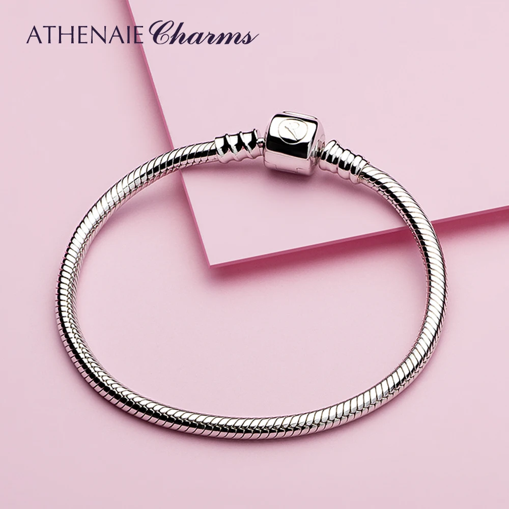 Top Trends: ATHENAIE 925 Sterling Silver Snake Chain Bracelet Charms Bracelets Fit European Charm Bead For Women &amp; Men DIY Jewelry Gift Shoppable Styles