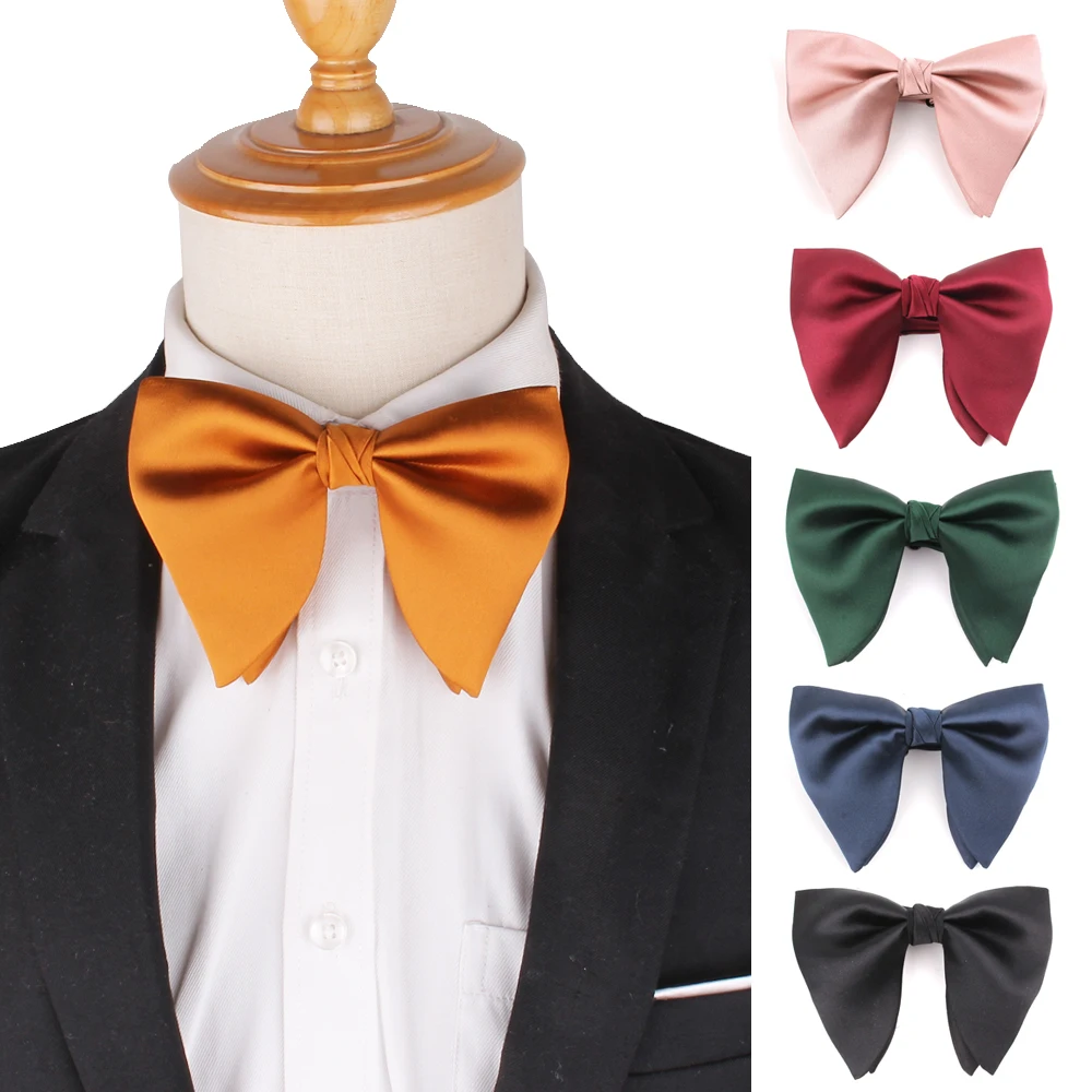 Top Trends: New Solid Bow Tie For Men New Wedding Bowtie Adjustable Oversize Bow Tie For Wedding Groom Big Bow Ties Butterfly Men's Gifts Shoppable Styles