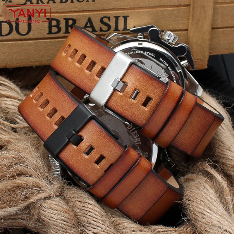 Top Trends: Genuine Leather Bracelet For Diesel DZ7406 DZ7408 DZ4476 DZ4343 Watch Strap Brown Watchband 22mm 24 26mm Retro Wristwatches Band Shoppable Styles