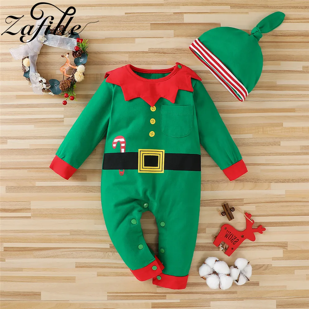 Top Trends: ZAFILLE My First Baby Christmas Costumes Green Tree Xmas Romper And Hat New Year's Clothes Christmas Baby Outfits Jumpsuit Shoppable Styles