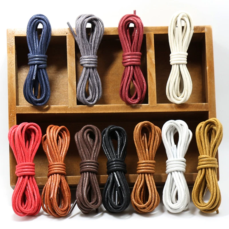 Top Trends: 1Pair Leather Shoelaces Cotton Waxed Round Waterproof Shoes Strings Boot Shoes Laces Classic Fashion For Strings 60cm-180cm Shoppable Styles