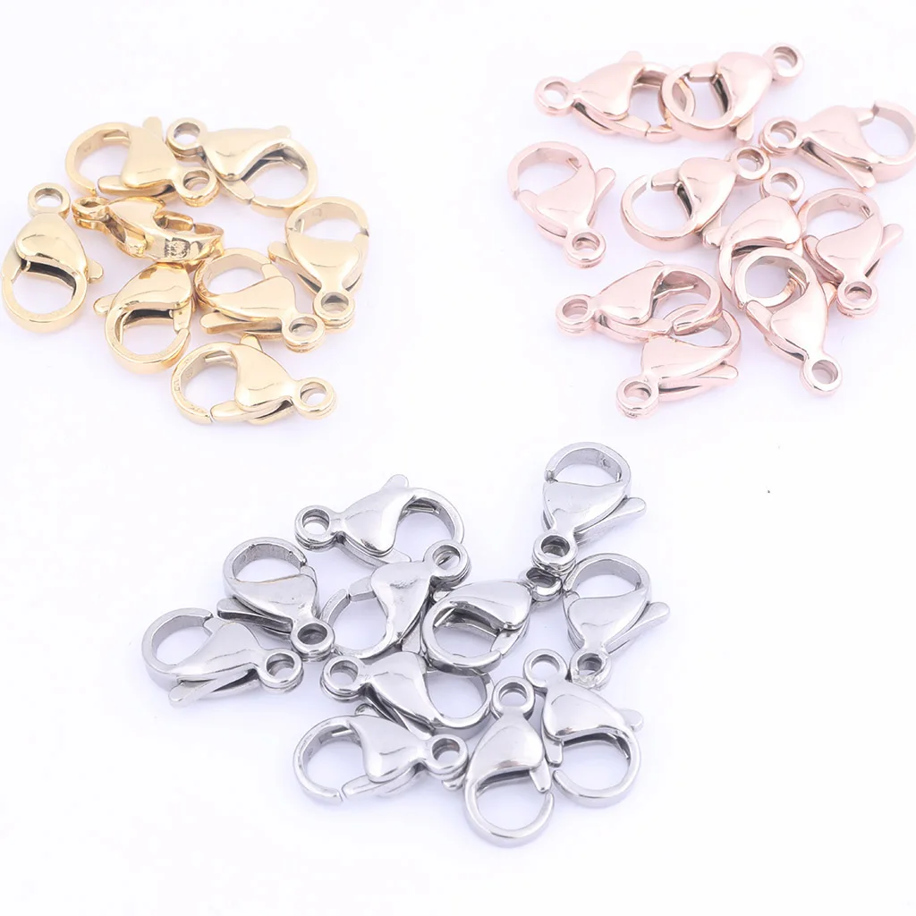 Top Trends: 30pcs Lobster Clasp Stainless Steel Rose Gold Plated 10x5mm 12x7mm Hook Clasps For Necklace Bracelet Making Diy Jewelry Findings Shoppable Styles