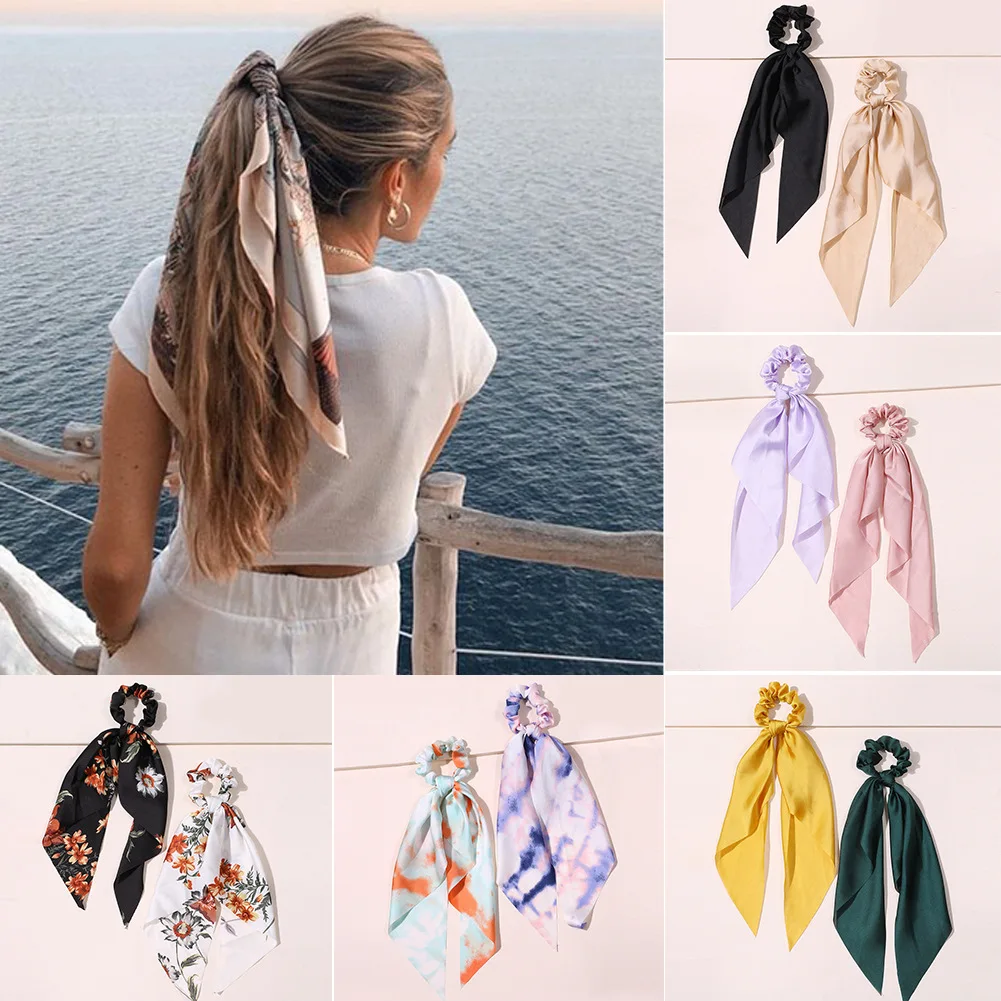 Top Trends: New Fashion Print Bow Scrunchies Hair Ribbon For Women Elastic Hair Band Girls Horsetail Hair Ties Hair Accessories Shoppable Styles