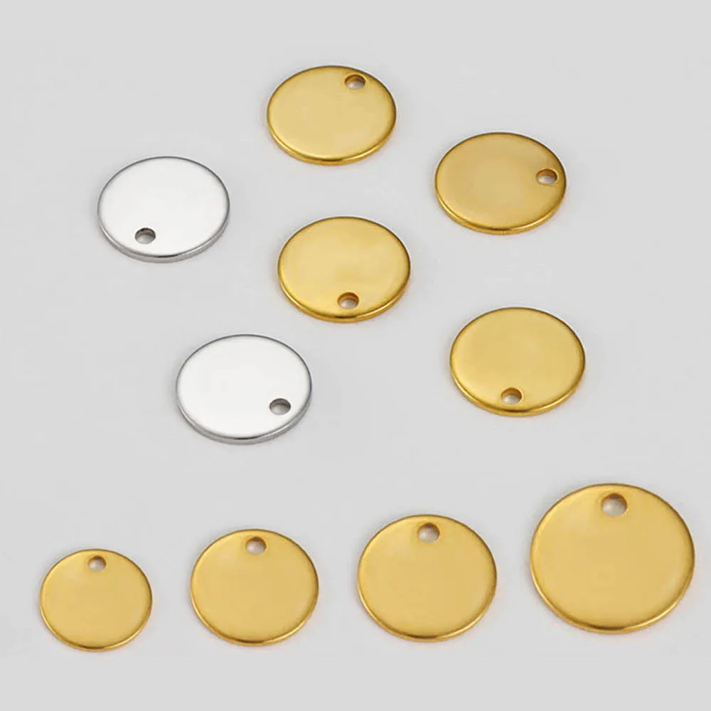 Top Trends: 40-100pcs Gold 8-15mm Stainless Steel Blank Stamping Dog Tags Charms Stamping Blank Pendants DIY Bracelet Charm Jewelry Finding Shoppable Styles