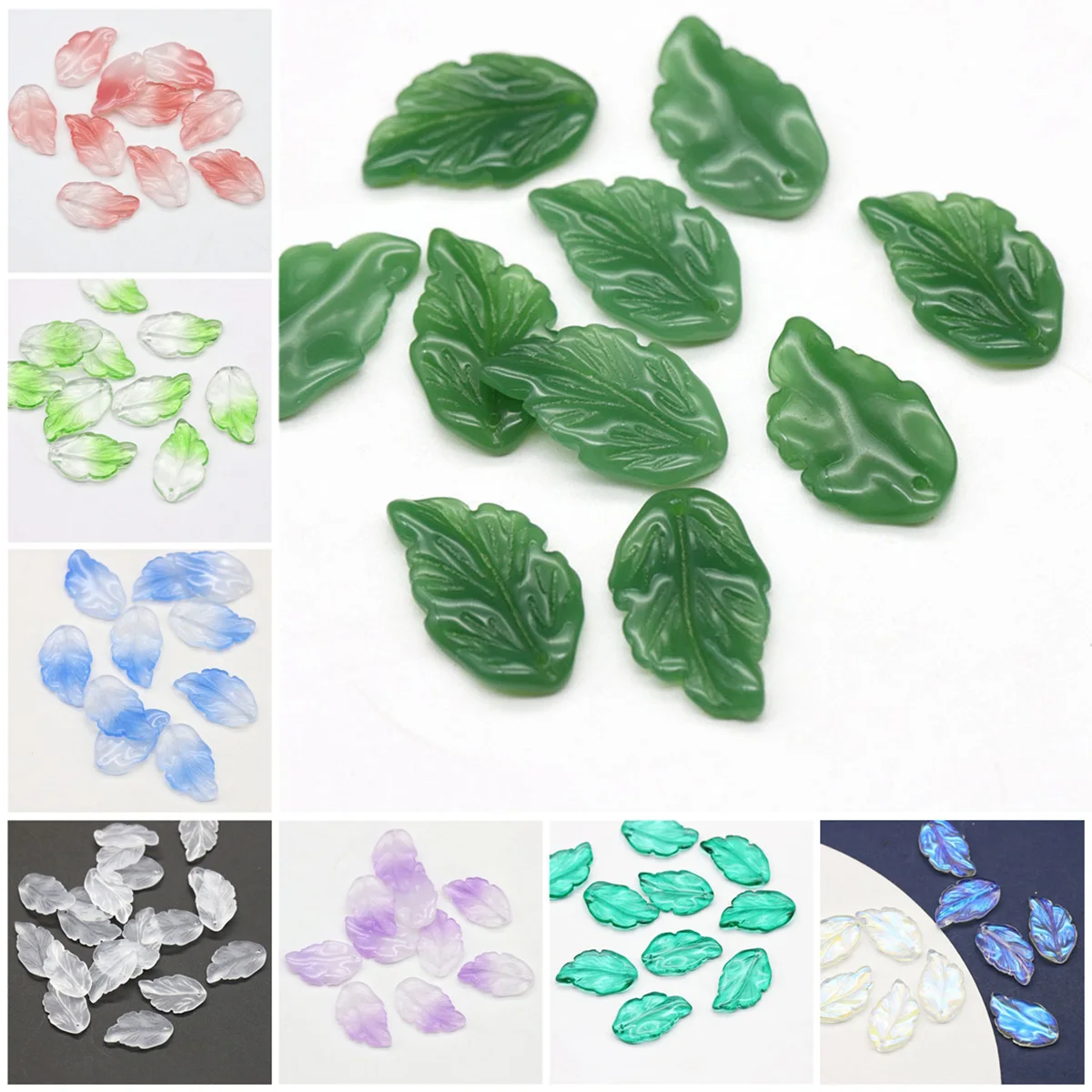 Top Trends: 10pcs Leaf Petal Shape 28x17mm Lampwork Glass Loose Pendants Beads For Jewelry Making DIY Handmade Crafts Findings Shoppable Styles