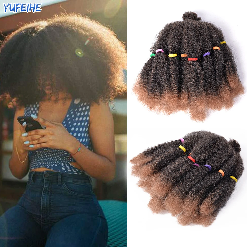 Top Trends: 12 Inch Marley Hair Synthetic Afro Kinky Bulk Braids Hair Crochet Braids Hair Extensions For Women For Kids Ombre Braiding Hair Shoppable Styles