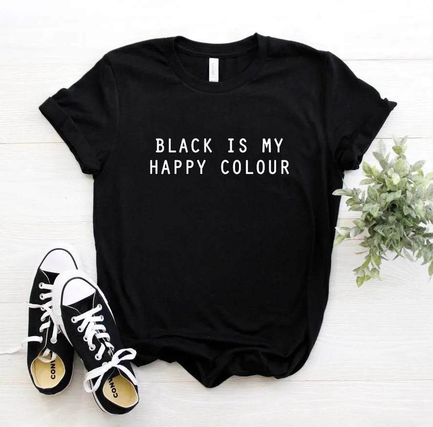 Top Trends: Women T Shirt Black Is My Happy Colour Letters Print Tshirt Women Short Sleeve O Neck Loose T-shirt Ladies Causal Tee Shirt Shoppable Styles