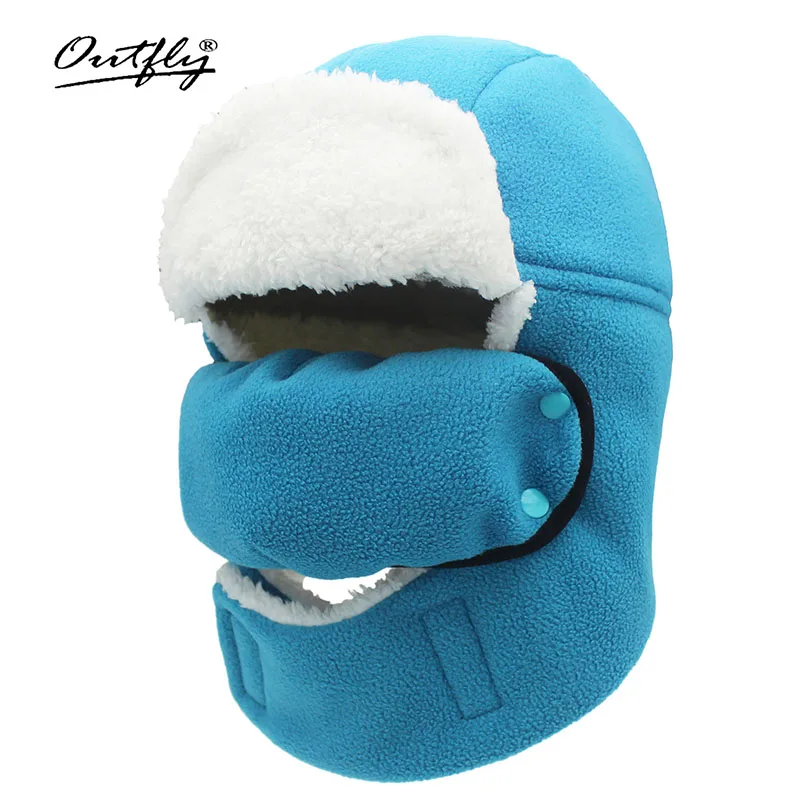 Top Trends: Outfly Winter Thermal Kids Bomber Hats Breathable Detachable Mask Hats Faux Lamb Hair Lined Children's Warm Headwear Ski Caps Shoppable Styles