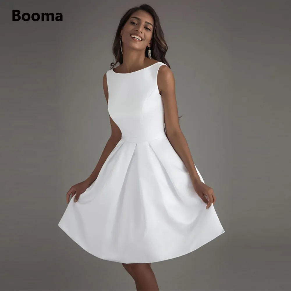 Top Trends: Booma Short Wedding Dresses 2021 White Ivory Bridal Dress White Bride Gowns High Quality Satin Wedding Party Dresses Shoppable Styles