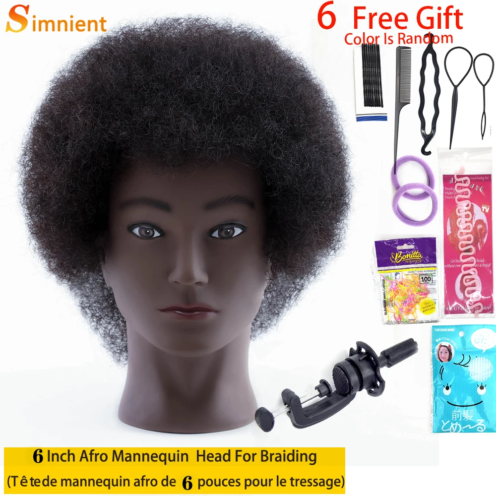 Top Trends: Afro Mannequin Heads With 100% Human Hair Hairdresser Training Head Manikin Cosmetology Doll Head For Practice Styling Braiding Shoppable Styles