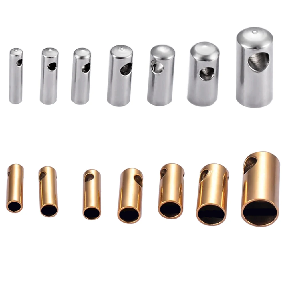 Top Trends: 20pcs Stainless Steel End Caps Crimp Clasps Connector Fit 0.6 , 0.9, 1.2, 1.8, 2.4, 3.2mm Sake Chain Necklace Jewelry Accessories Shoppable Styles