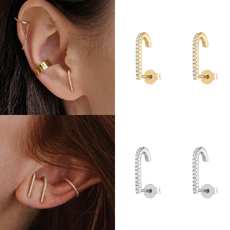 Top Trends: CRMYA Classic Piercing Ear Gold-plated Cubic Zircon Hook Stud Earrings For Women Korean Fashion Jewelry Wholesale Shoppable Styles