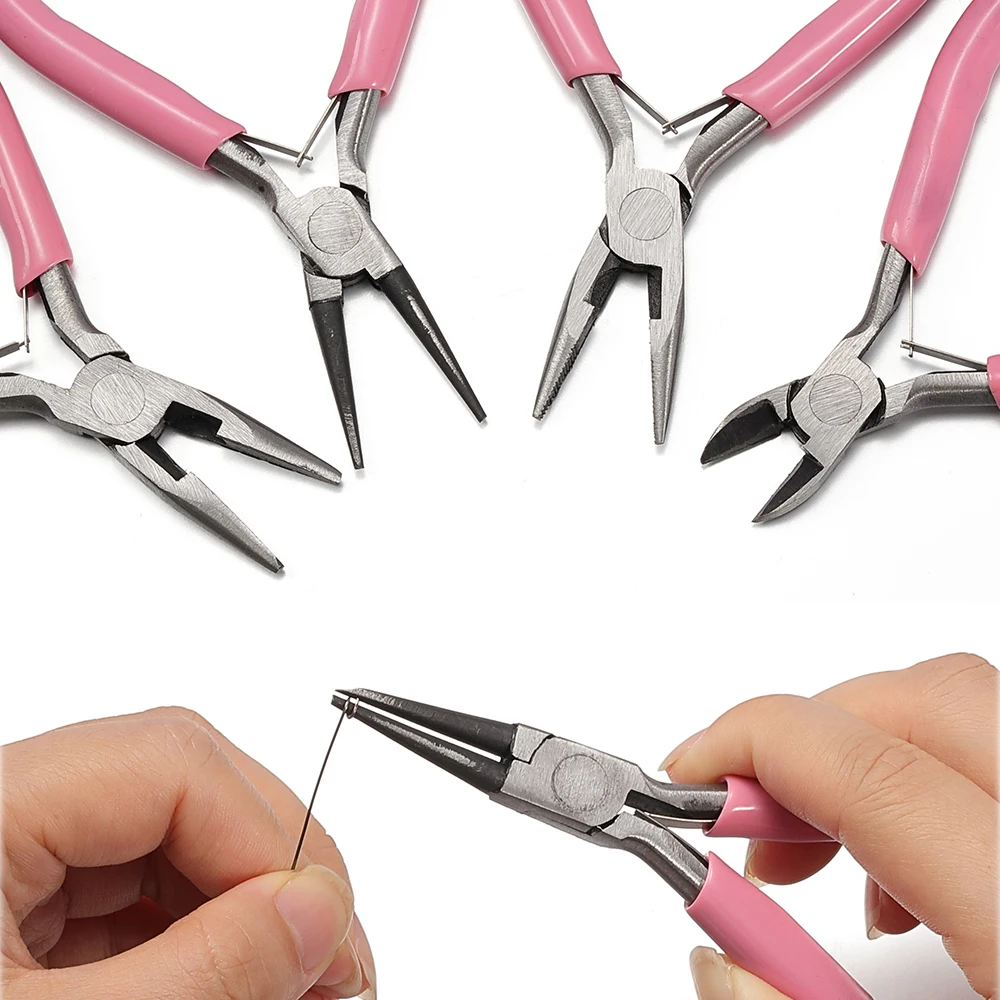 Top Trends: 1pc Mini Jewelry Pliers Set DIY Jewelry Making And Fixing Tools Pink Handle With Scissors, Copper Wire Cutting, Oblique Pliers Shoppable Styles