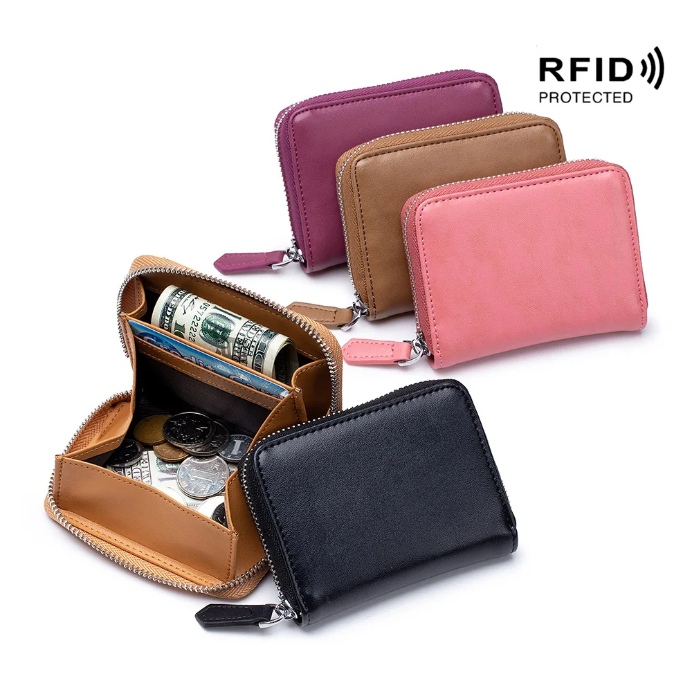 Top Trends: Coin Purse Genuine Leather Zipper Small Purse Women Coins Wallets RFID Cow Leather Mens Leather Change Purses For Women & Men Shoppable Styles - Image 6