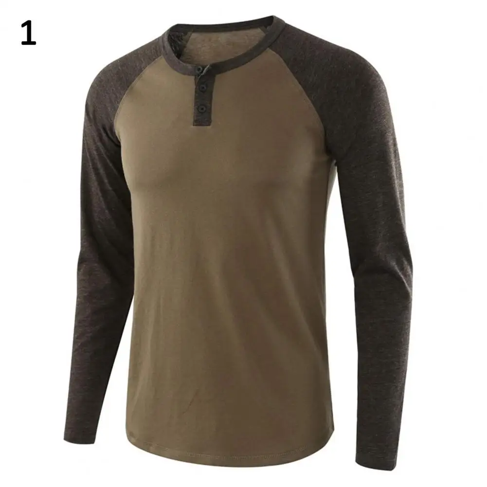 Top Trends: 80% HOT Casual Men&#039;s Long-sleeved T-shirt Autumn O-neck Long Raglan Sleeves Color Matching T-shirt Button Pullover Tops Shoppable Styles