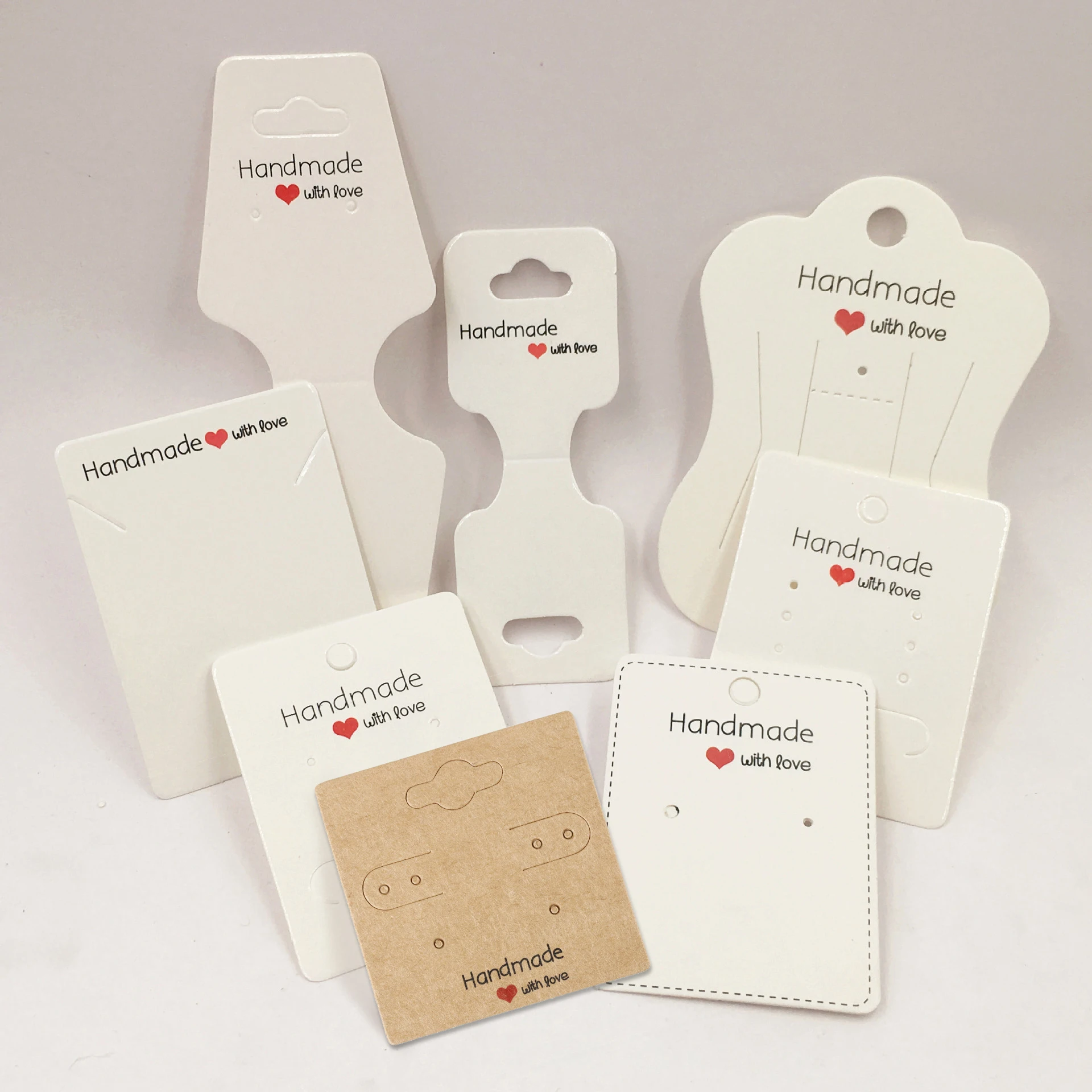 Top Trends: 50pcs White Kraft Paper Handmade With Love DIY Jewelry Accessories Card For Necklace Earring Hairpin Pendant Displays Cards Shoppable Styles