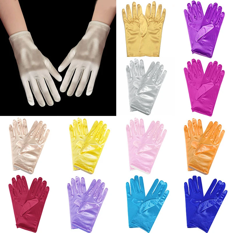 Top Trends: Stretch Satin Solid Color Gloves For Women Girls Practical Glove Etiquette Performances Gloves Costume Prom Party Glove New Shoppable Styles