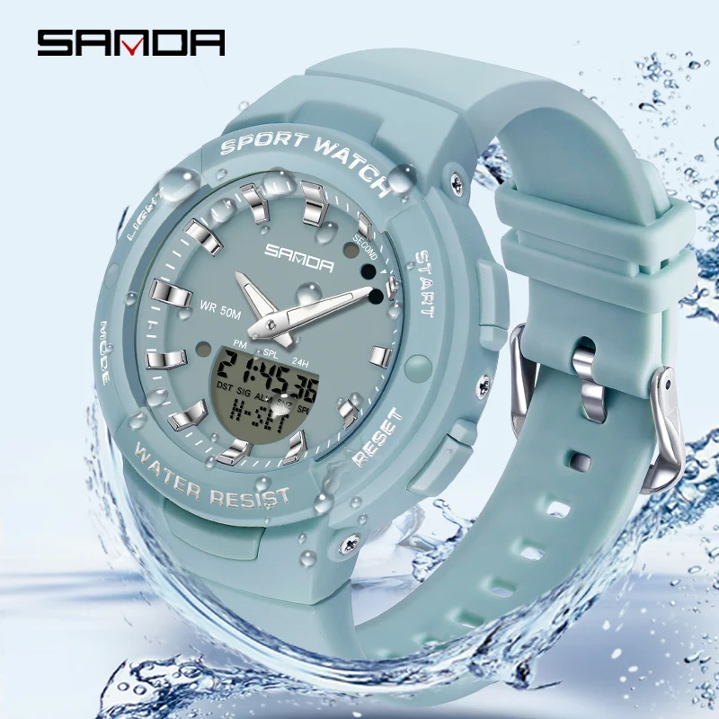 Top Trends: Sanda New Luxury Fashion Women Sport Watch Military Waterproof Multifunctional Led Digital Quartz Relogio Feminino 6005 Shoppable Styles