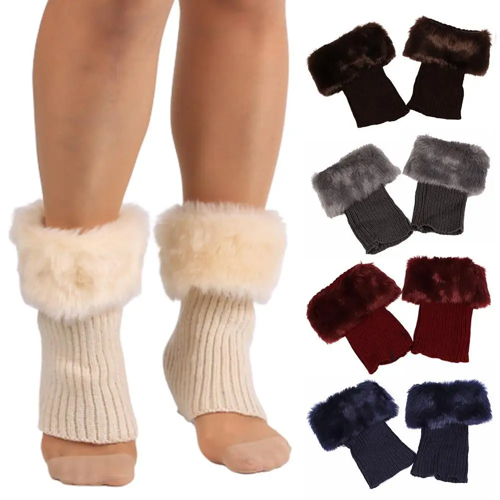 Top Trends: Winter Women&#039;s Leg Warmers Solid Color Faux Fur Cuffs Crochet Knitted Boot Socks Short Leg Warmers Cold-proof Women&#039;s Boot Cover Shoppable Styles