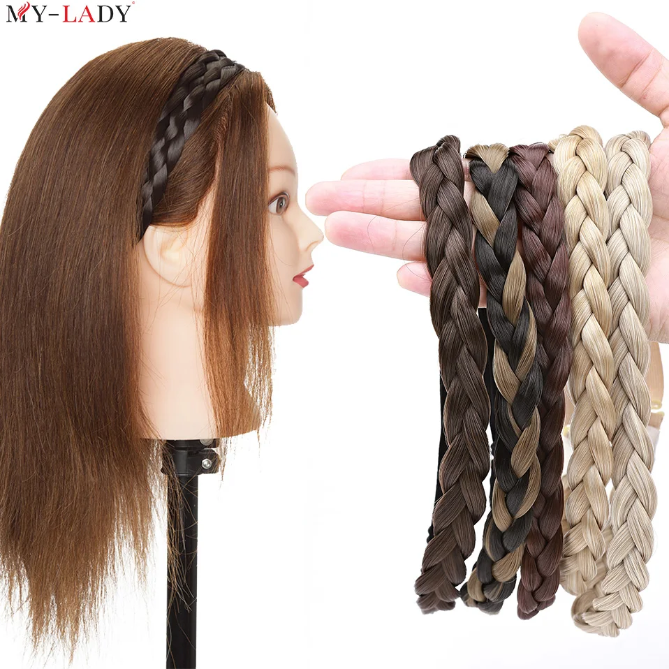 Top Trends: My-Lady Synthetic Braided Headbands Twist Elastic Hair Headband With Adjustable Belt Braiding Hair Accessories Plaited Hairpiece Shoppable Styles