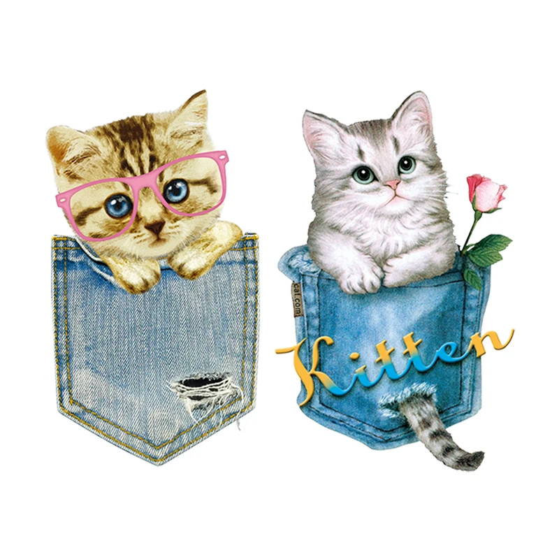 Top Trends: NEW Diy Cats Sticker Pocket Patches Iron On Clothes Bag Denim Patches Fashion Washable Easy To Use Heat Transfer Vinyl Stickers Shoppable Styles