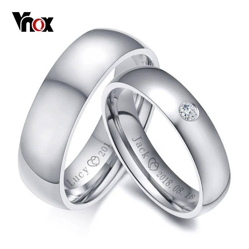 Top Trends: Vnox Basic Wedding Bands Rings For Women Man Customize Name Date Love Info Promise Alliance Anniversary Personalized Gift Shoppable Styles