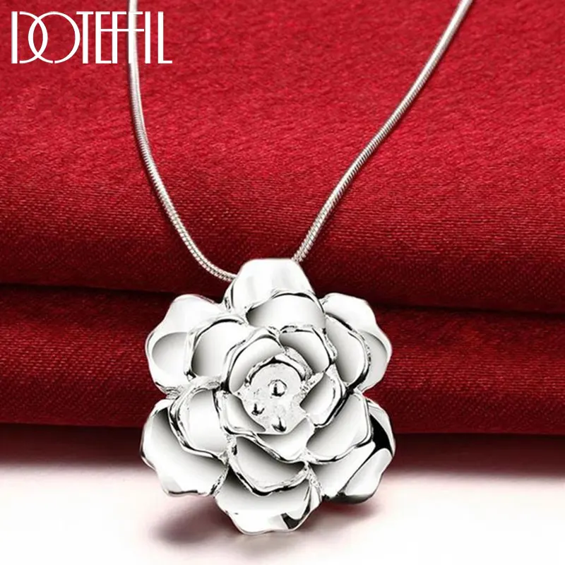 Top Trends: DOTEFFIL 925 Sterling Silver 16-30 Inch Snake Chain Flower Pendant Necklace For Women Fashion Wedding Party Charm Jewelry Shoppable Styles