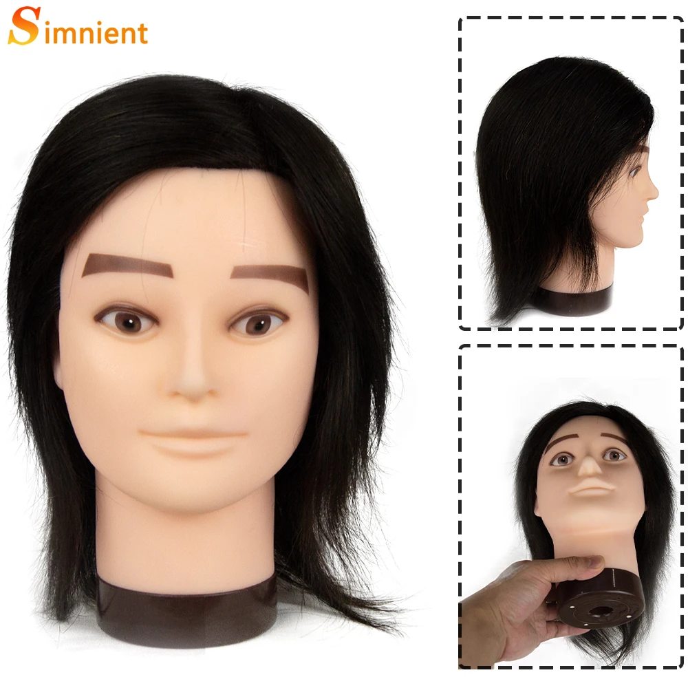 Top Trends: Simnient Male Mannequin Training Head With 100% Real Human Hair For Hairdressers Salon And School Hairdressing Practice Cutting Shoppable Styles