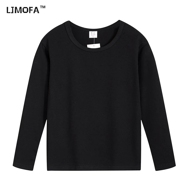 Top Trends: LJMOFA 3-15T Kid Clothing T Shirts For Girl Boys Cotton Solid Color Black White Baby Toddler Tops Full Long Sleeves Clothes D133 Shoppable Styles