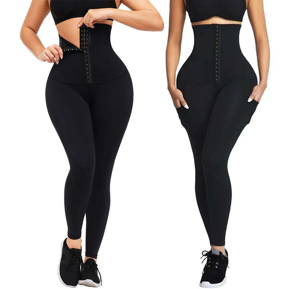 Top Trends: Women's Waist Trainer 2 In 1 Corset Leggings High Waist Adjustable Hooks Tummy Control Shaper Yoga Pants Gym Workout Shapewear Shoppable Styles