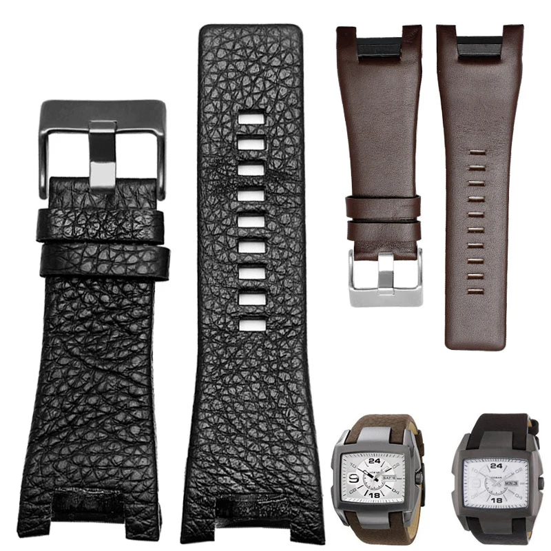 Top Trends: Genuine Leather Watch Strap For Diesel DZ1216 DZ1273 DZ4246 DZ4247 DZ4287 Bracelet Mens Watchband Wristwatches Notch Band 32mm Shoppable Styles