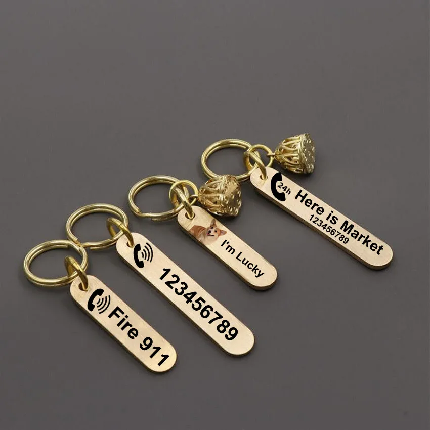 Top Trends: Custom Yellow-Copper Ruler Lotus Design Car Logo Name Number Keychain Laser Keyring Stainless Steel Chaveiro Personalizado Gifts Shoppable Styles